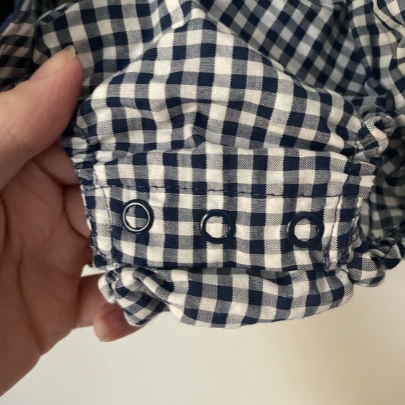 Carters Navy Blue & White Gingham Romper with Matching Bucket Hat Size 6 Months - Picture 7 of 7